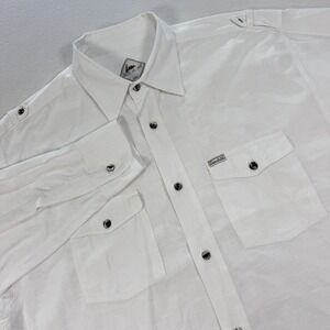 Blanc du Nil Premium Men's XXL Solid White Woven Long Sleeve Button-Up Shirt